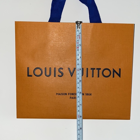 New auth Louis Vuitton Paris gift shopping paper package bag logo blue ribbons - Picture 6 of 6